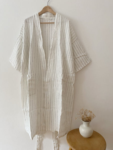 Linen Kimono tennis stripes